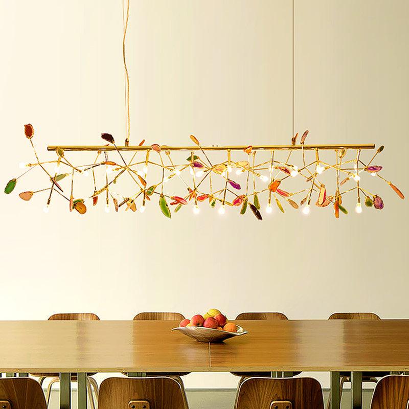 Agate Flake Chandelier | Natural Agate & Metal | Gold Finish
