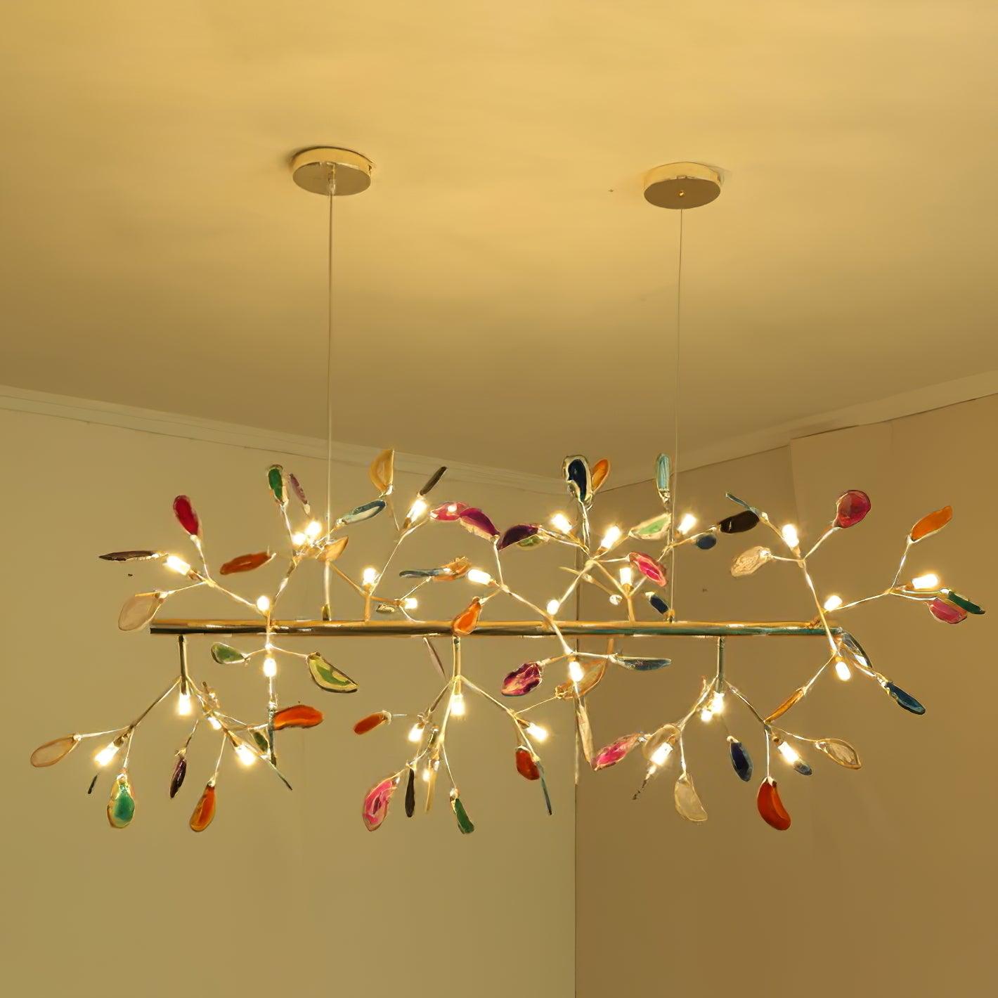 Agate Flake Chandelier | Natural Agate & Metal | Gold Finish