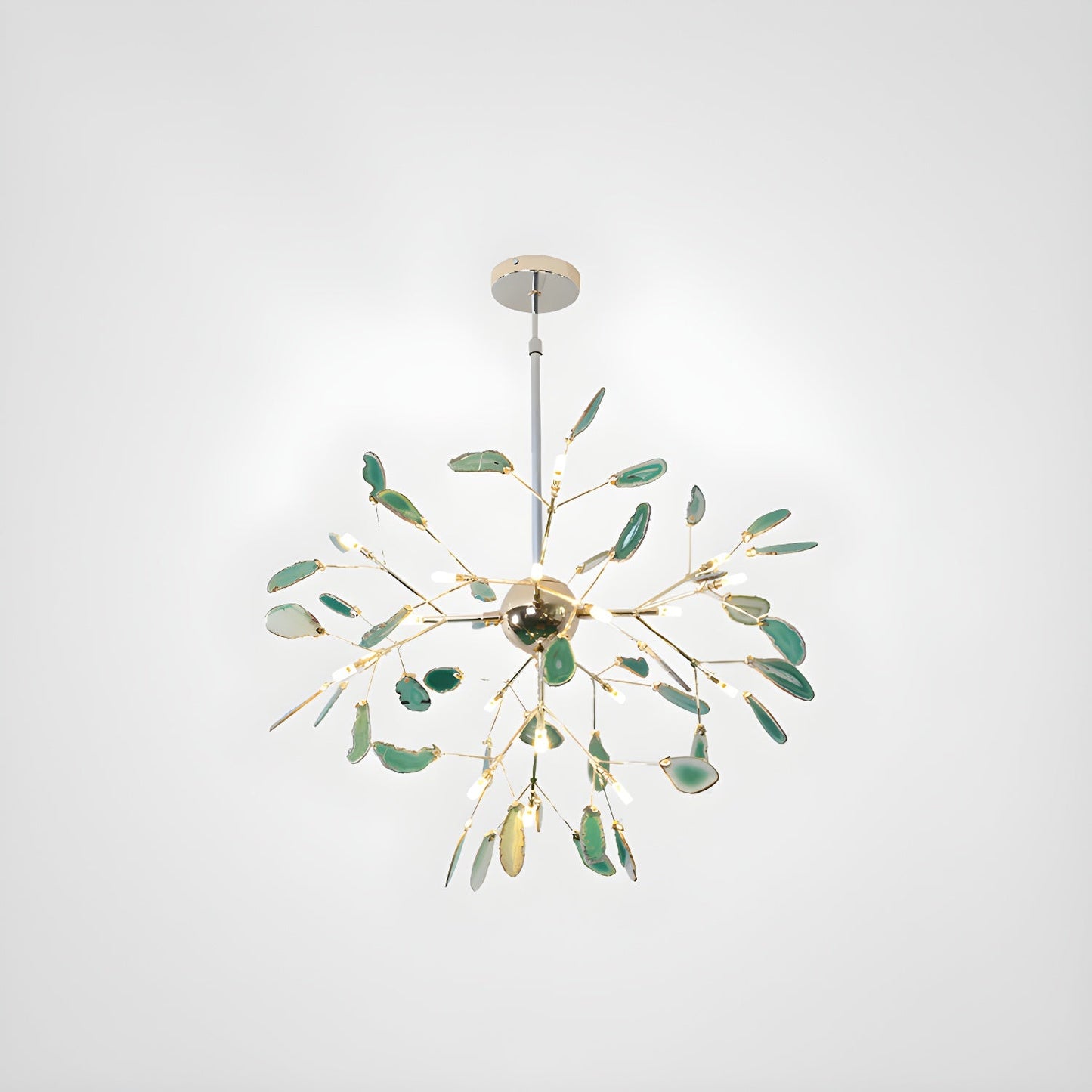 Agate Flake Chandelier | Natural Agate & Metal | Gold Finish