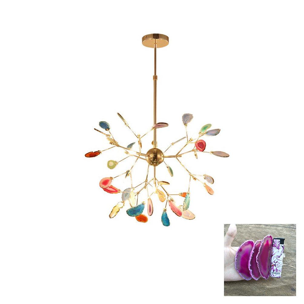 Agate Flake Chandelier | Natural Agate & Metal | Gold Finish