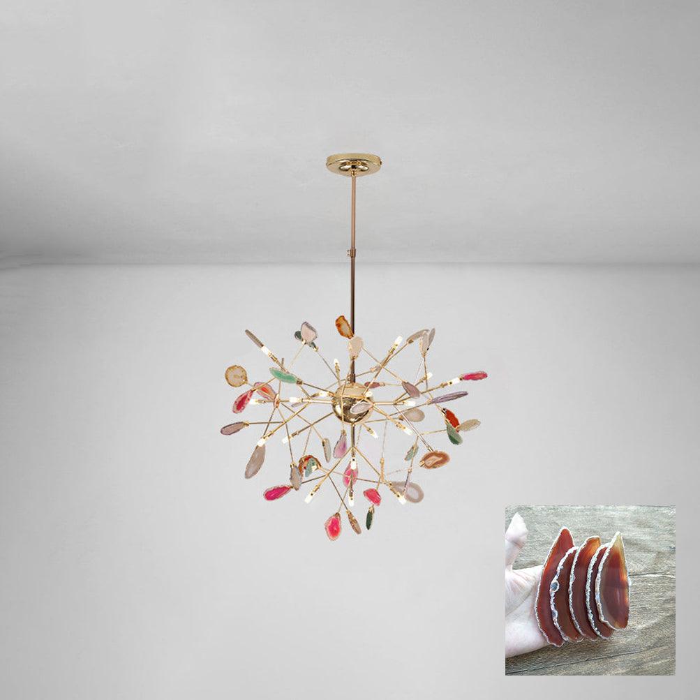 Agate Flake Chandelier | Natural Agate & Metal | Gold Finish