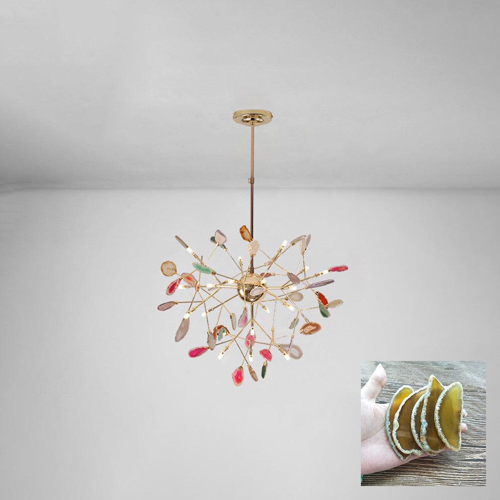 Agate Flake Chandelier | Natural Agate & Metal | Gold Finish