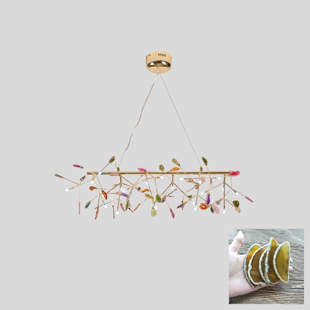Agate Flake Chandelier | Natural Agate & Metal | Gold Finish