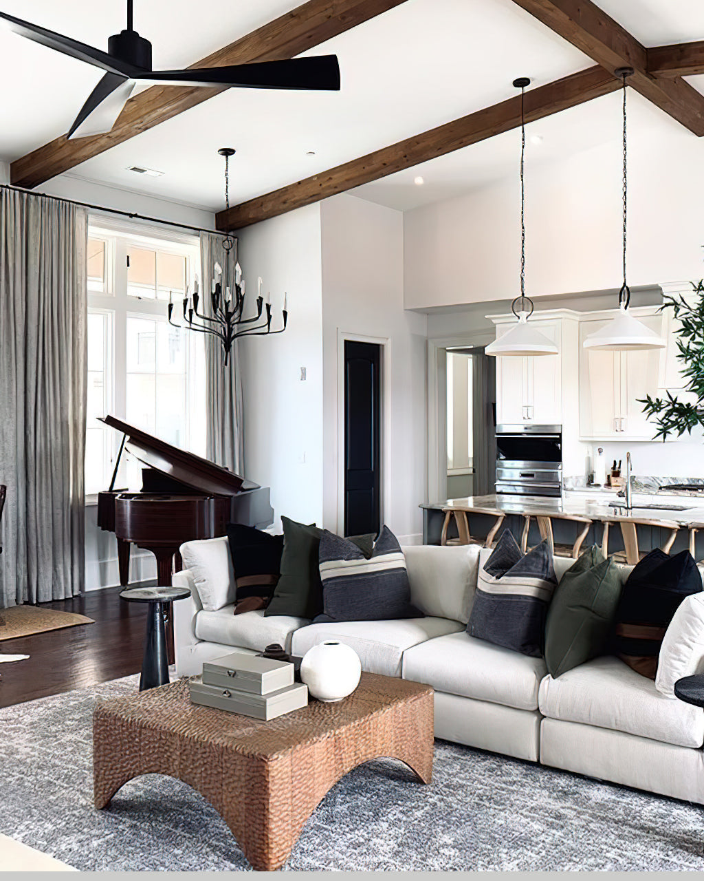 Aiden Chandelier | Antique Brass & Black Finish | 16 or 20 Lights
