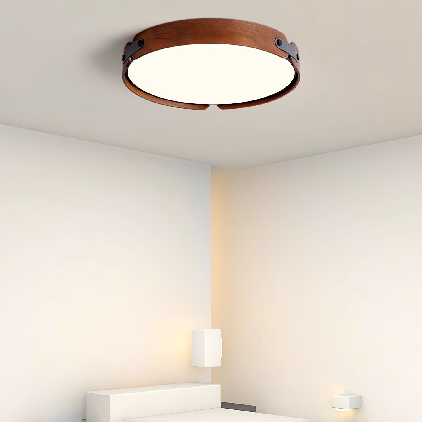 Aiwen Wood Ceiling Light | Wood & Metal | Walnut Color