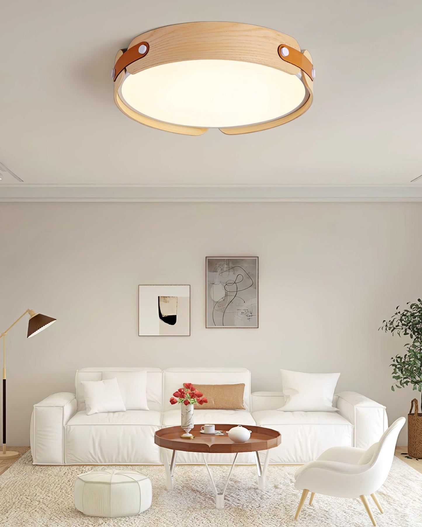 Aiwen Wood Ceiling Light | Wood & Metal | Walnut Color