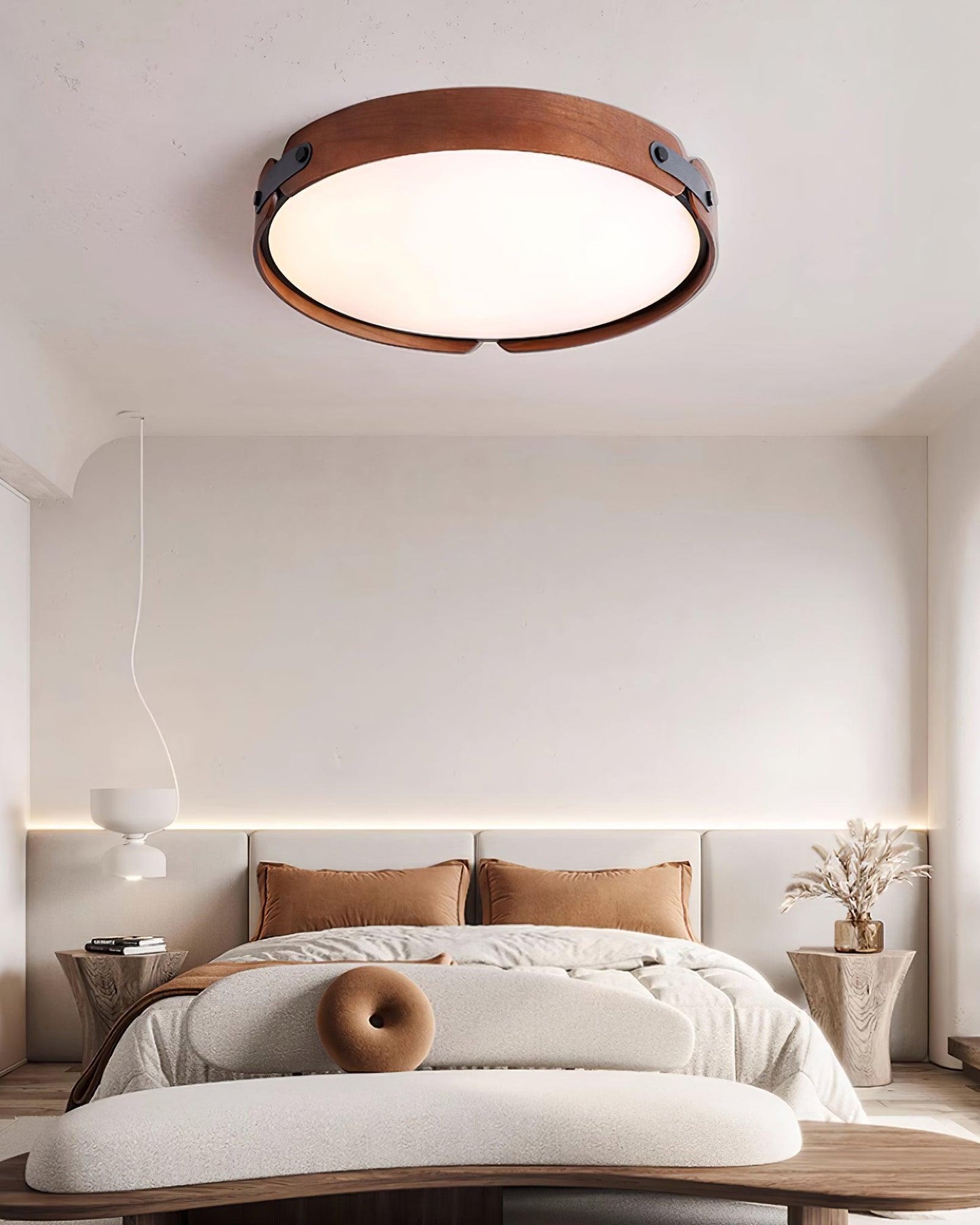 Aiwen Wood Ceiling Light | Wood & Metal | Walnut Color