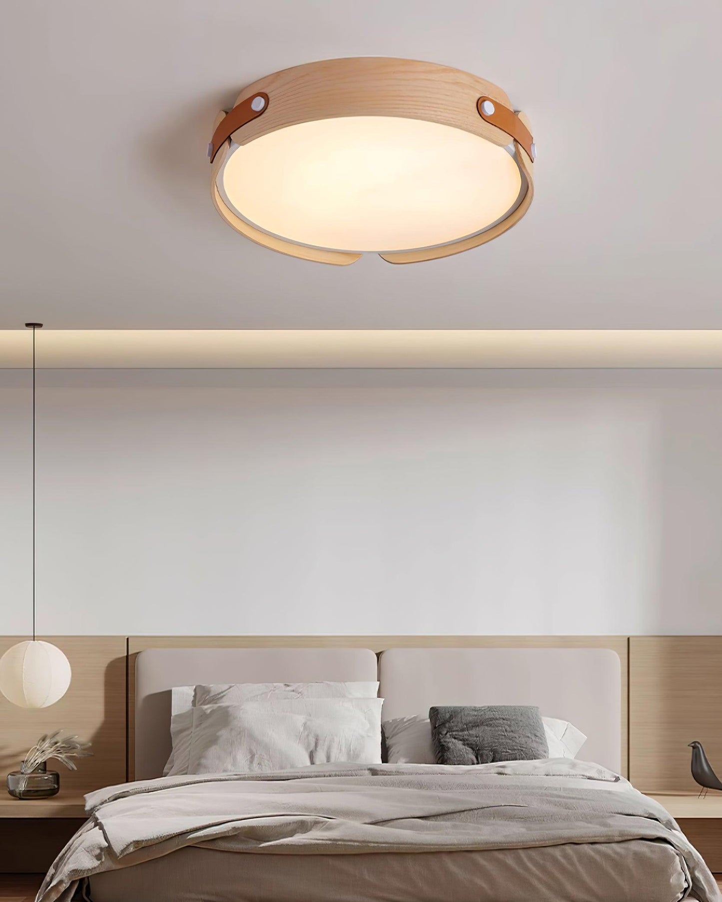 Aiwen Wood Ceiling Light | Wood & Metal | Walnut Color