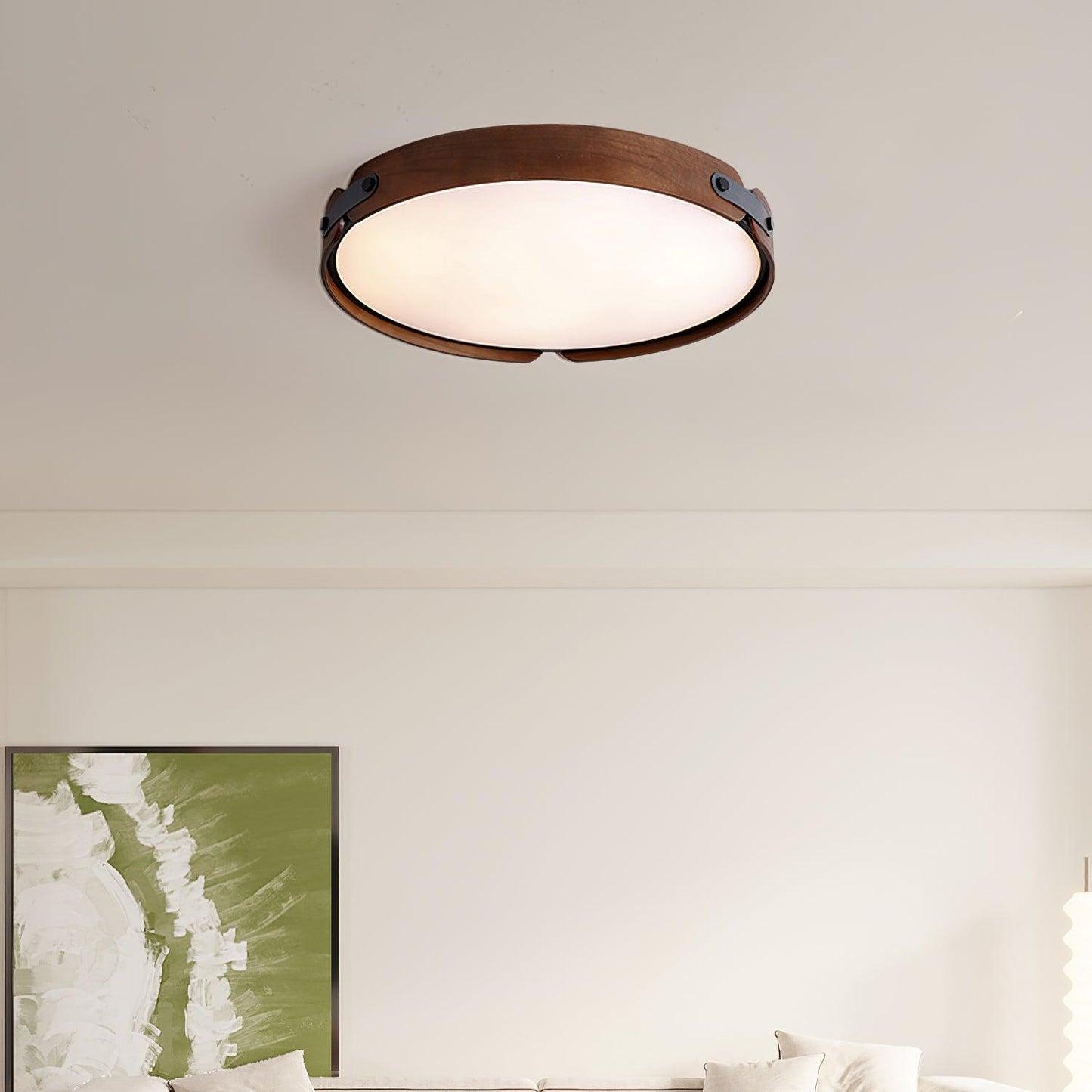 Aiwen Wood Ceiling Light | Wood & Metal | Walnut Color