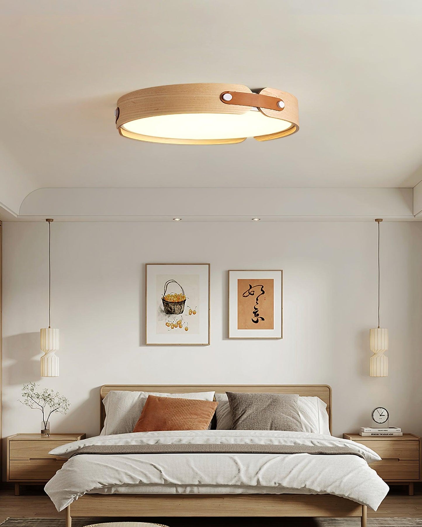 Aiwen Wood Ceiling Light | Wood & Metal | Walnut Color