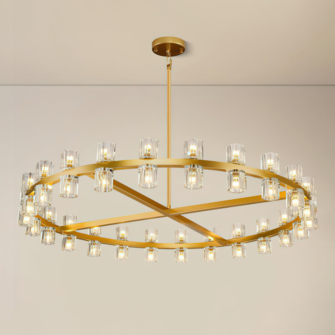 Crystal Chandelier | Brass & Clear Glass | 32, 40, or 48 Lights