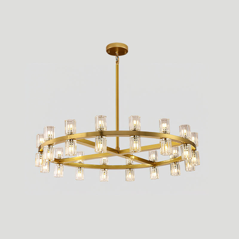 Crystal Chandelier | Brass & Clear Glass | 32, 40, or 48 Lights