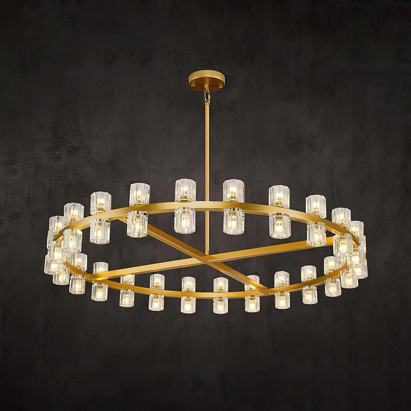 Crystal Chandelier | Brass & Clear Glass | 32, 40, or 48 Lights