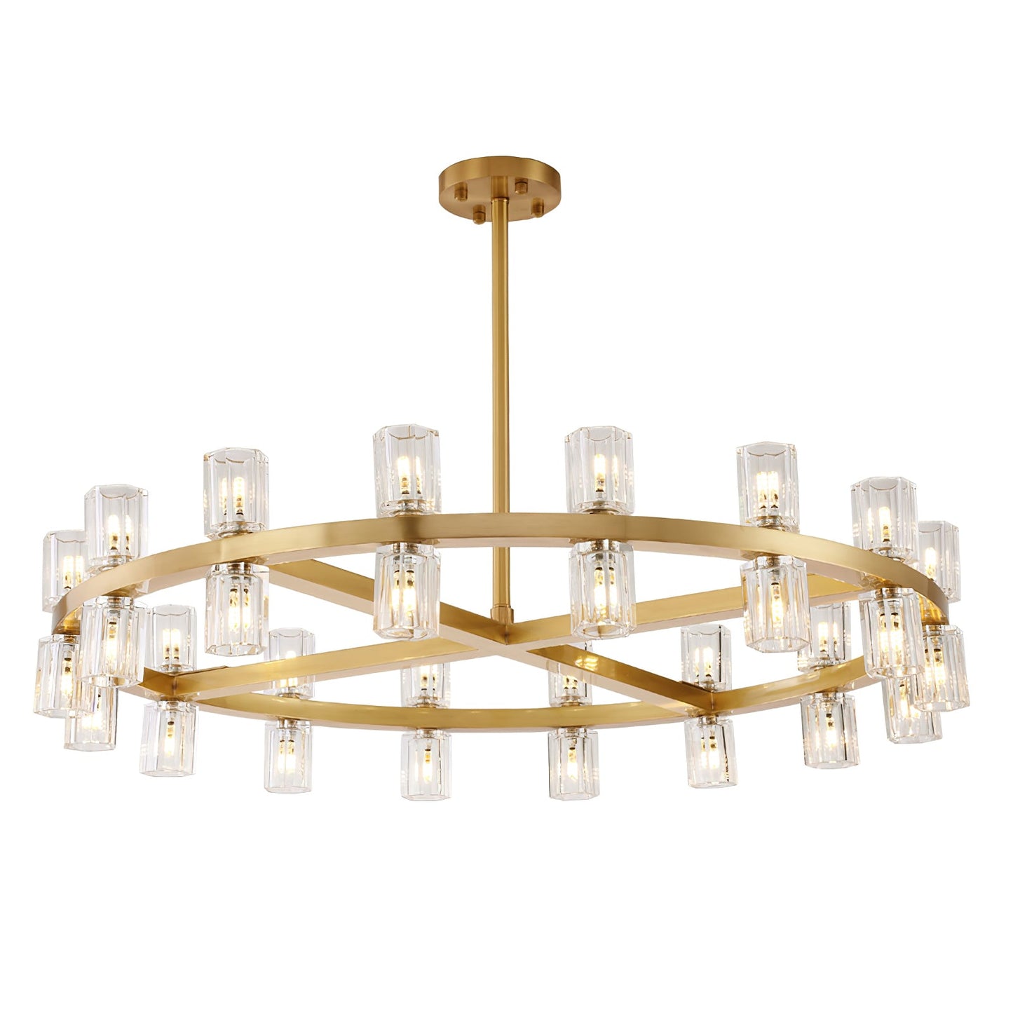 Crystal Chandelier | Brass & Clear Glass | 32, 40, or 48 Lights