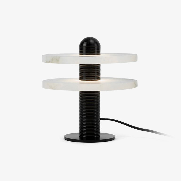 Alabaster Comet Table Lamp | Metal & Alabaster | White, Gold or Black Finish