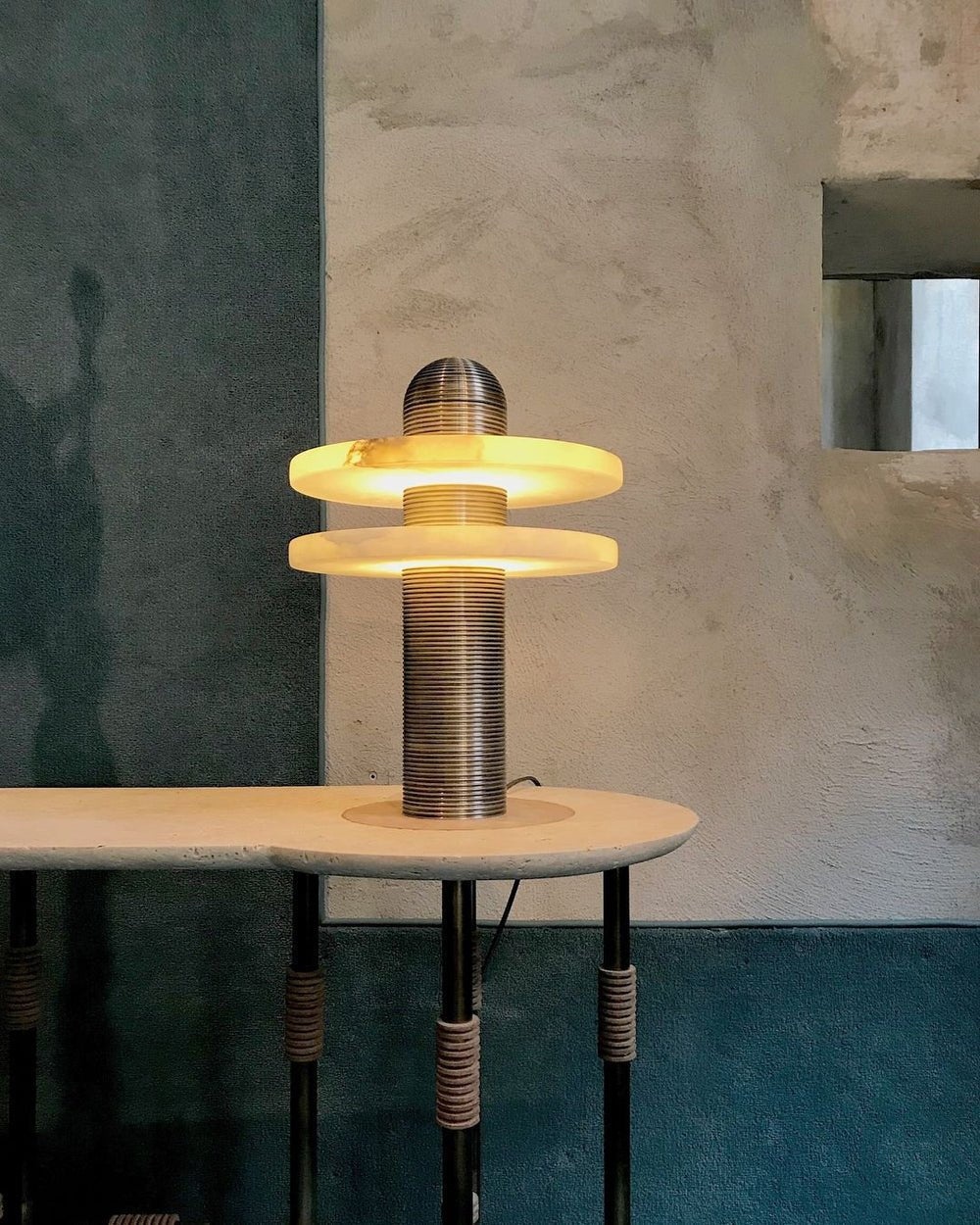 Alabaster Comet Table Lamp | Metal & Alabaster | White, Gold or Black Finish