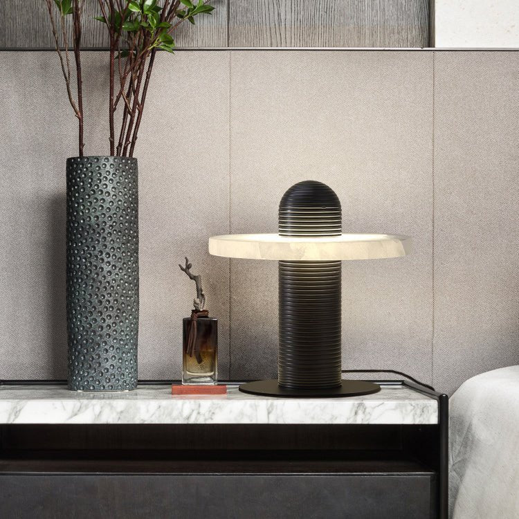 Alabaster Comet Table Lamp | Metal & Alabaster | White, Gold or Black Finish