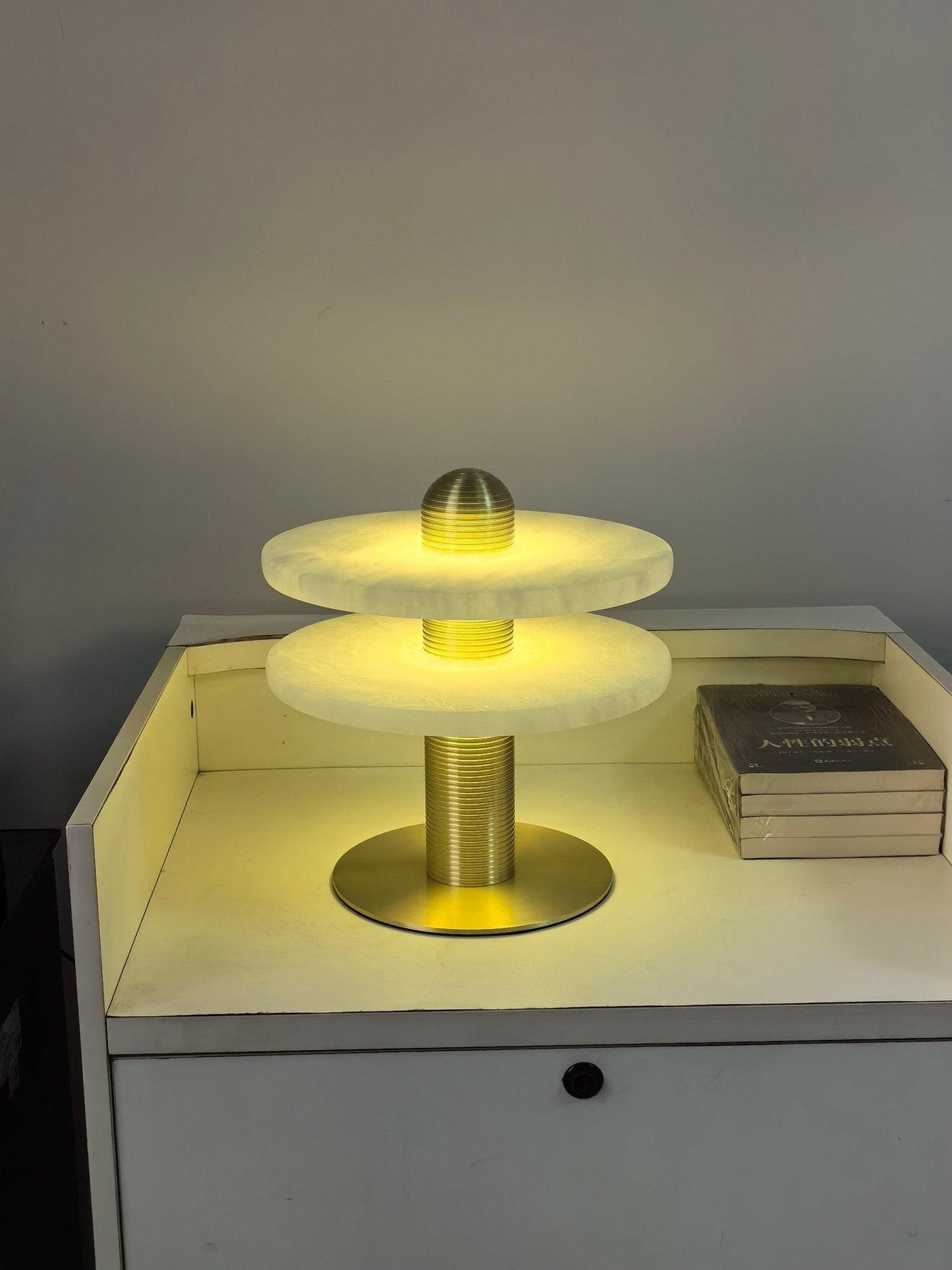 Alabaster Comet Table Lamp | Metal & Alabaster | White, Gold or Black Finish
