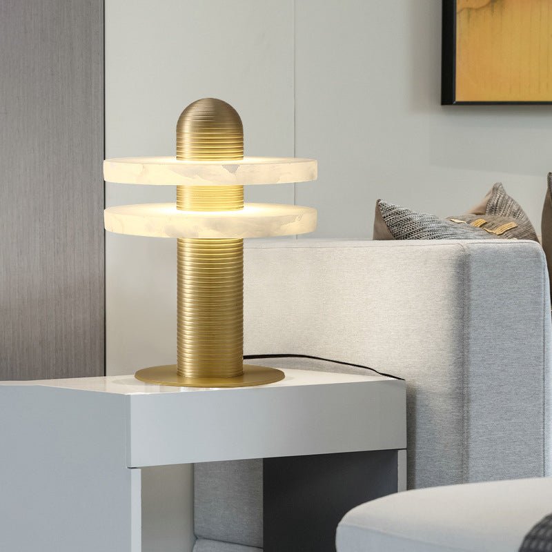 Alabaster Comet Table Lamp | Metal & Alabaster | White, Gold or Black Finish