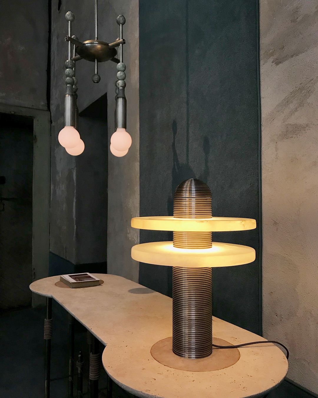 Alabaster Comet Table Lamp | Metal & Alabaster | White, Gold or Black Finish