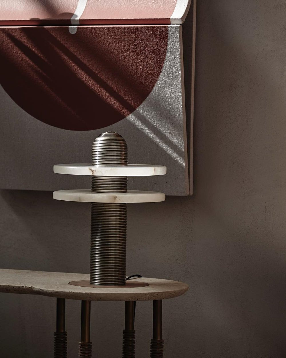 Alabaster Comet Table Lamp | Metal & Alabaster | White, Gold or Black Finish