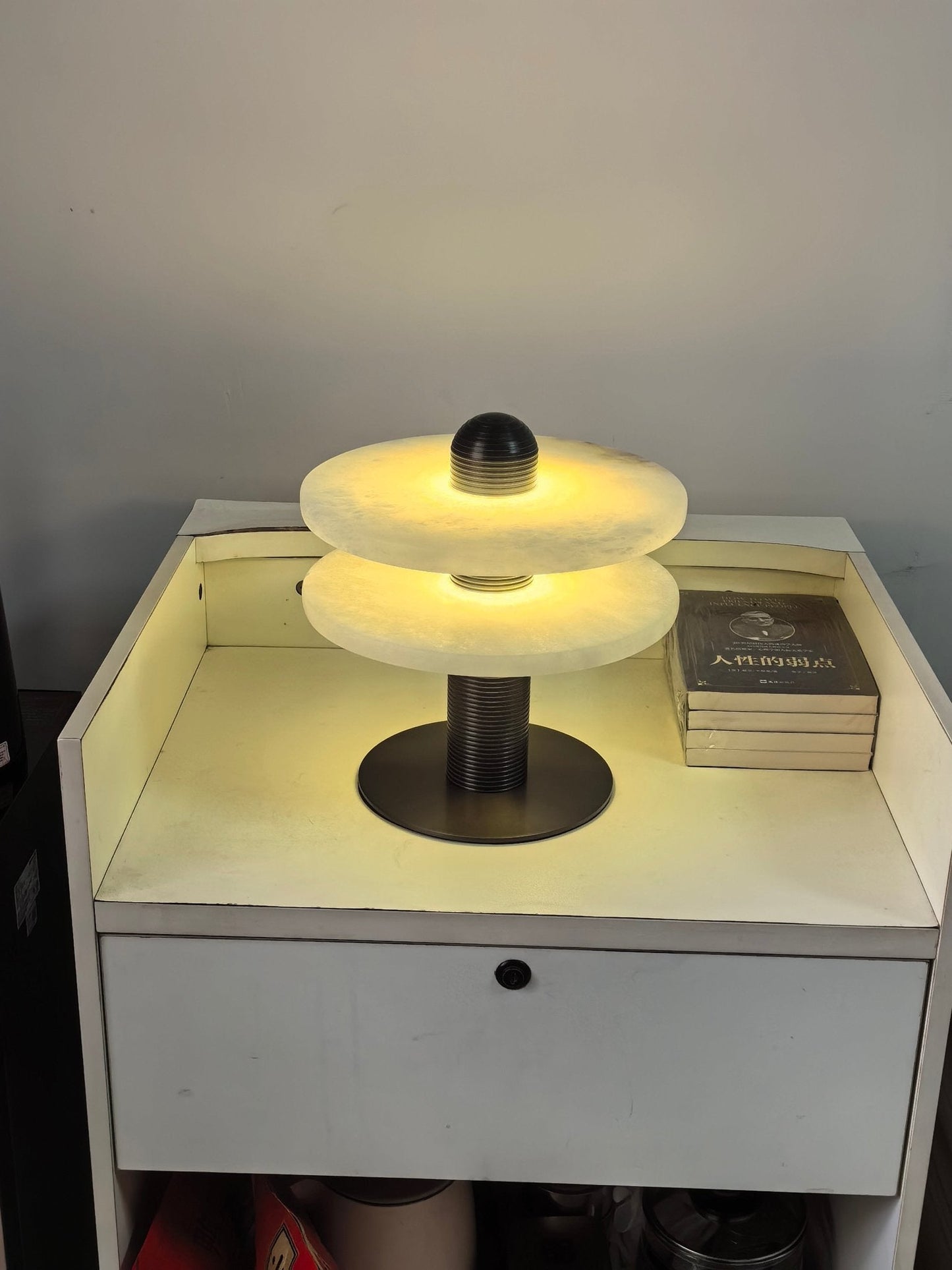 Alabaster Comet Table Lamp | Metal & Alabaster | White, Gold or Black Finish