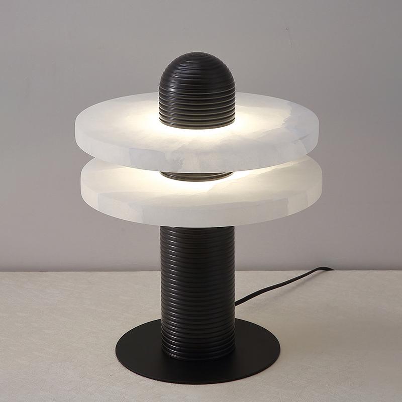 Alabaster Comet Table Lamp | Metal & Alabaster | White, Gold or Black Finish