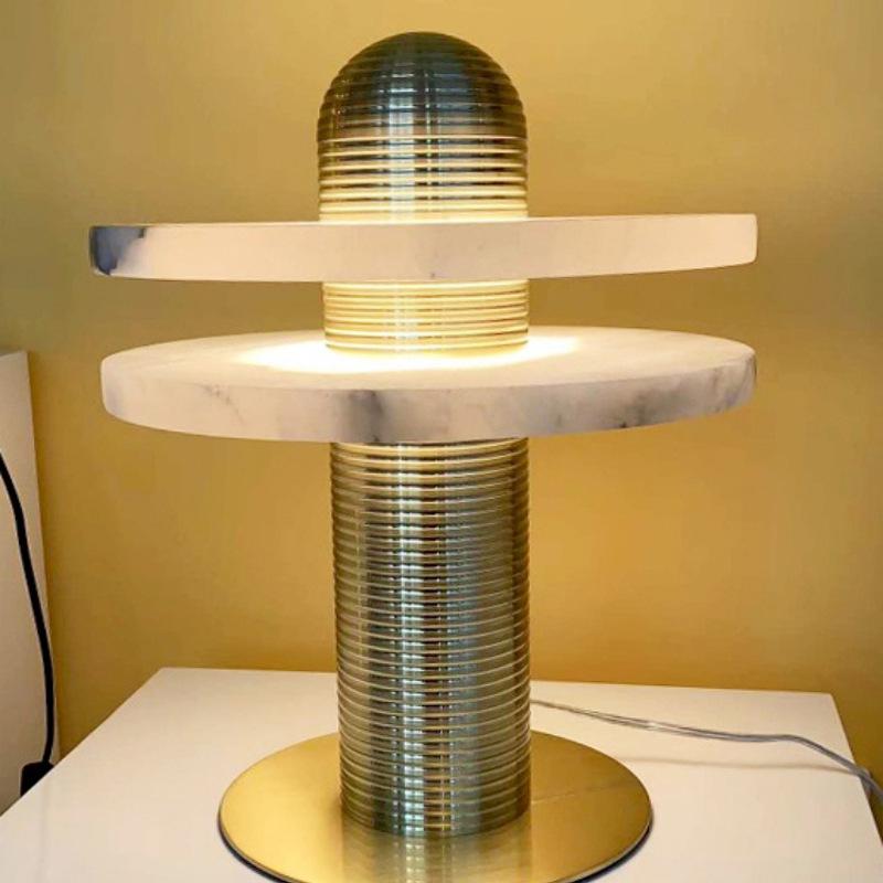 Alabaster Comet Table Lamp | Metal & Alabaster | White, Gold or Black Finish