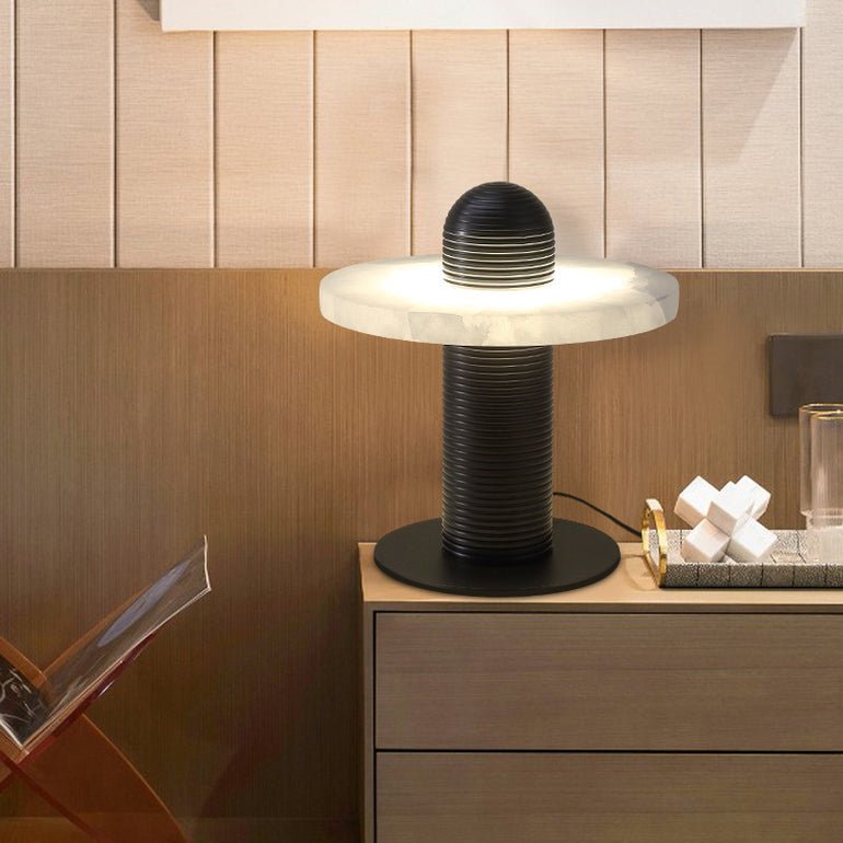 Alabaster Comet Table Lamp | Metal & Alabaster | White, Gold or Black Finish