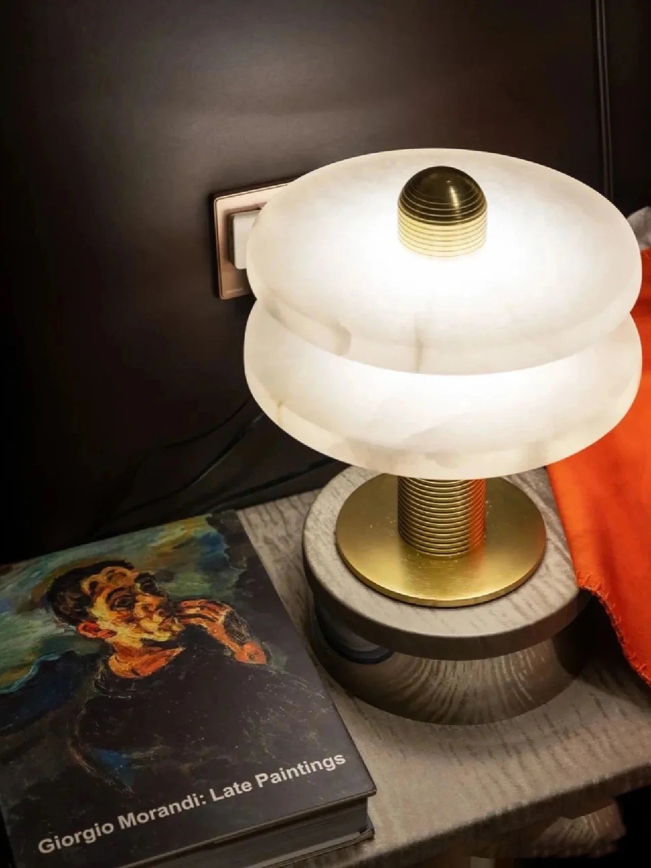 Alabaster Comet Table Lamp | Metal & Alabaster | White, Gold or Black Finish