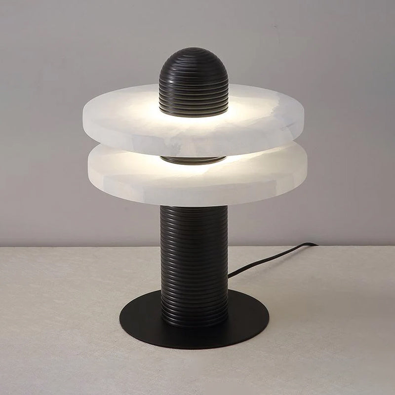 Alabaster Comet Table Lamp | Metal & Alabaster | White, Gold or Black Finish
