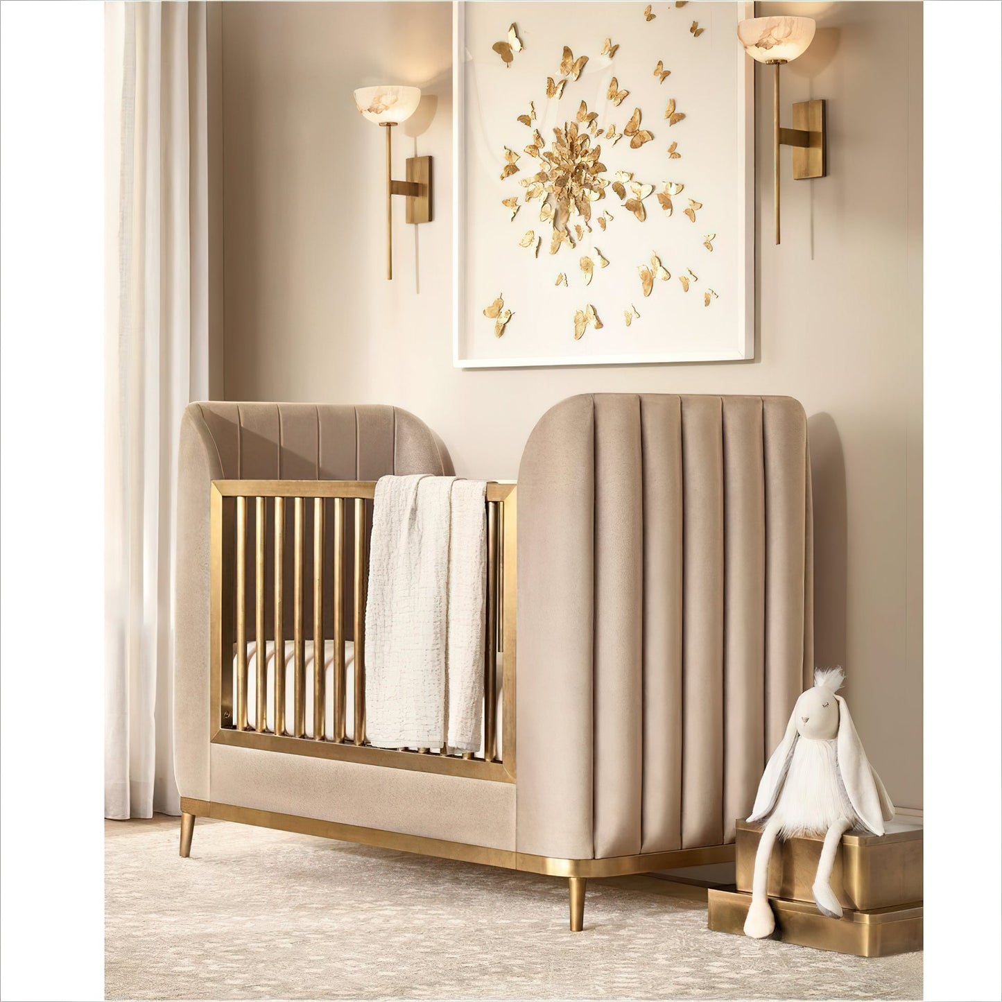 Alabaster Wall Lamp | Brass Arm & White Shade | Indoor Lighting