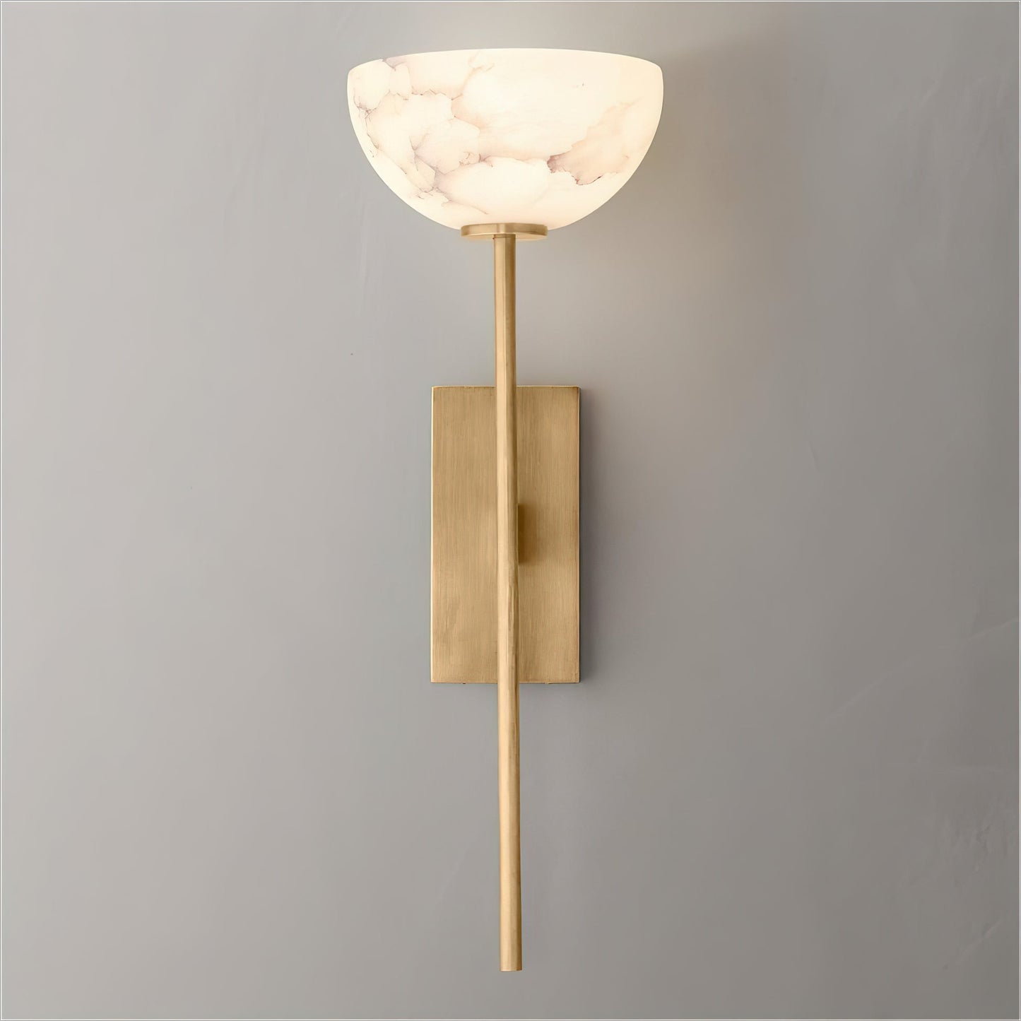 Alabaster Wall Lamp | Brass Arm & White Shade | Indoor Lighting