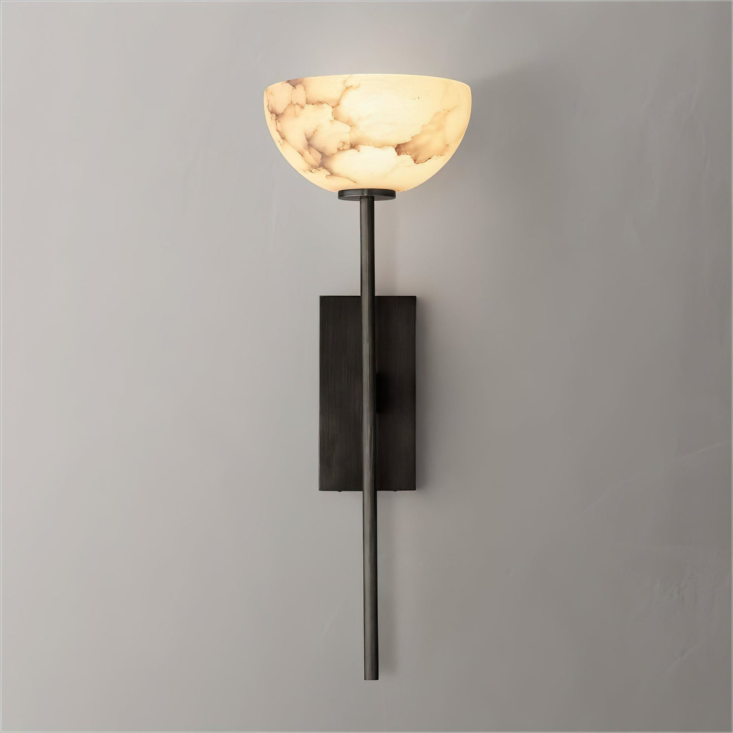 Alabaster Wall Lamp | Brass Arm & White Shade | Indoor Lighting