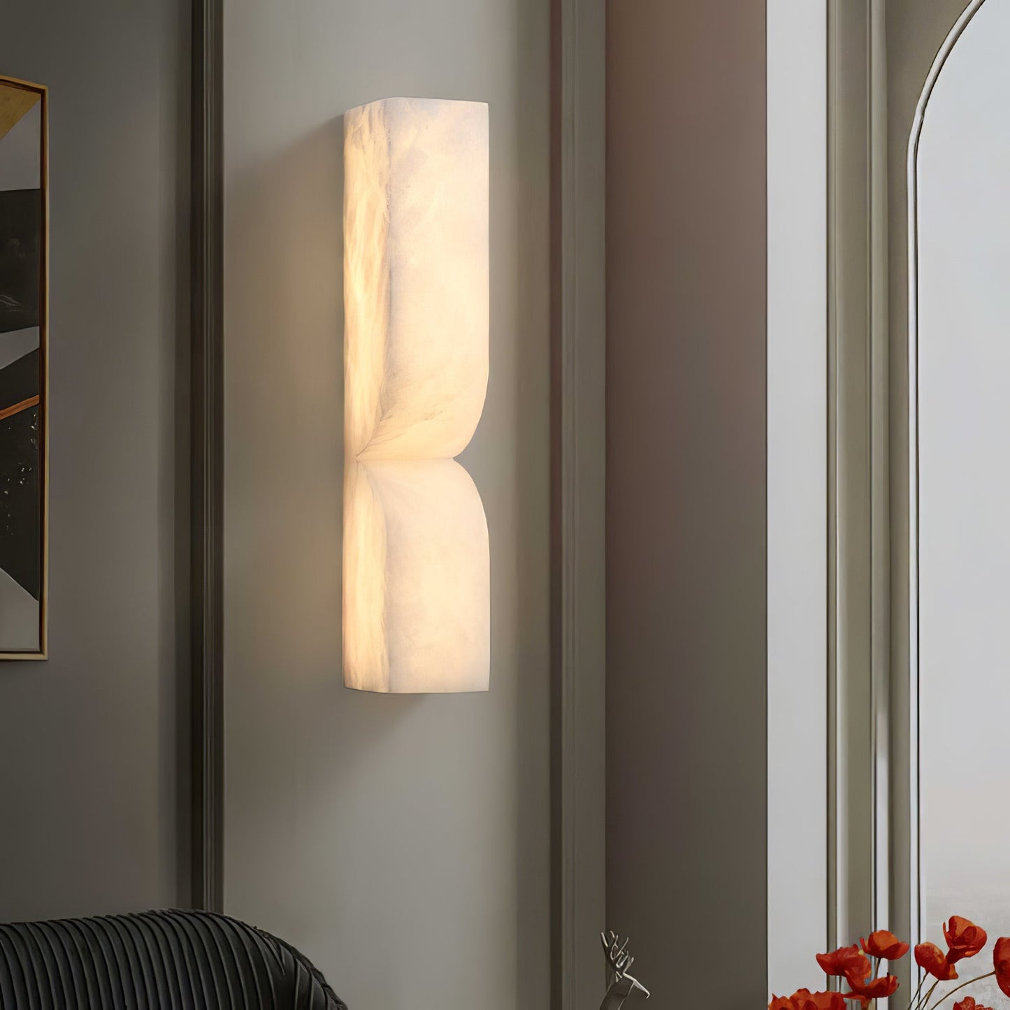 Alabaster Wall Sconce | Carved Alabaster | LED Indoor Lighting