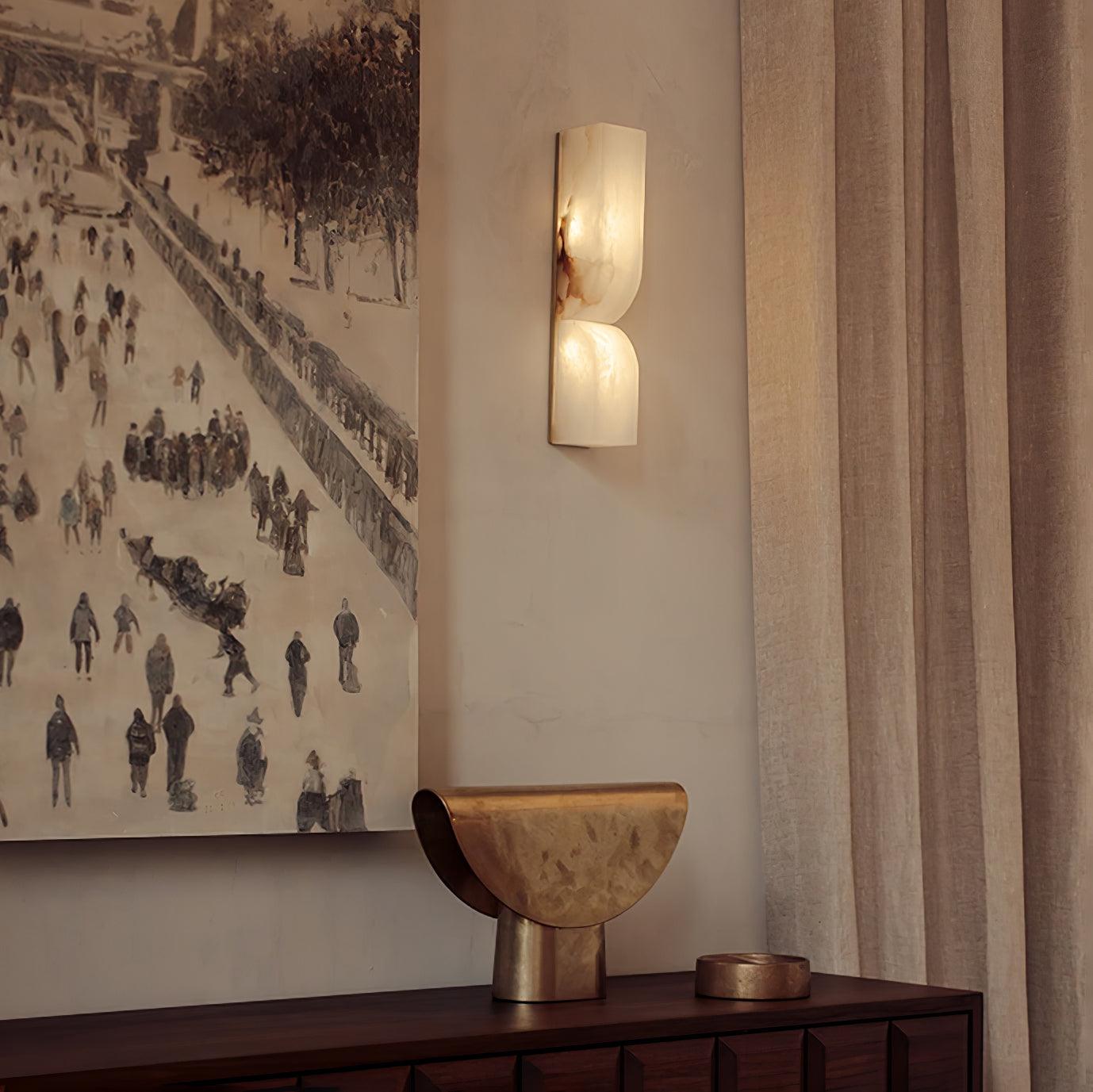 Alabaster Wall Sconce | Carved Alabaster | LED Indoor Lighting