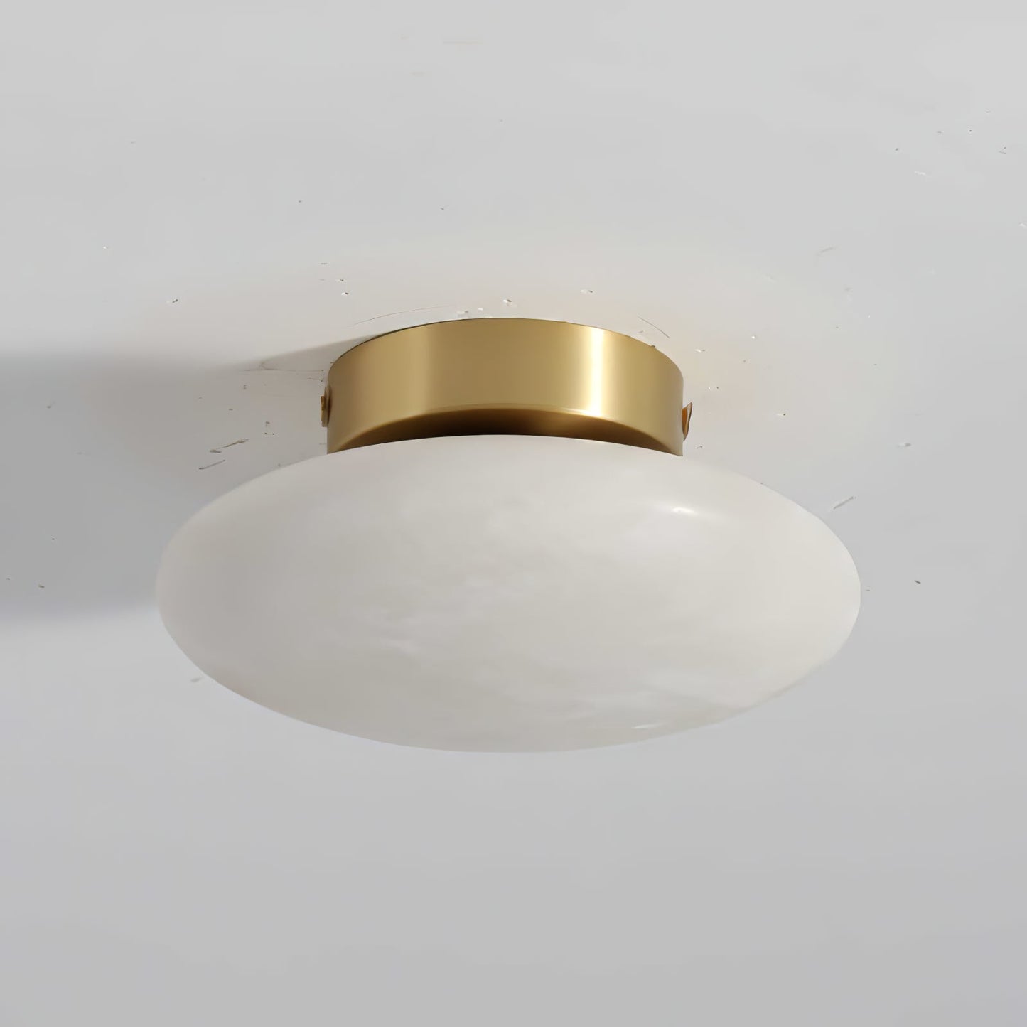 Alabaster Oval Ceiling Lamp | Brass/Metal | White Shade
