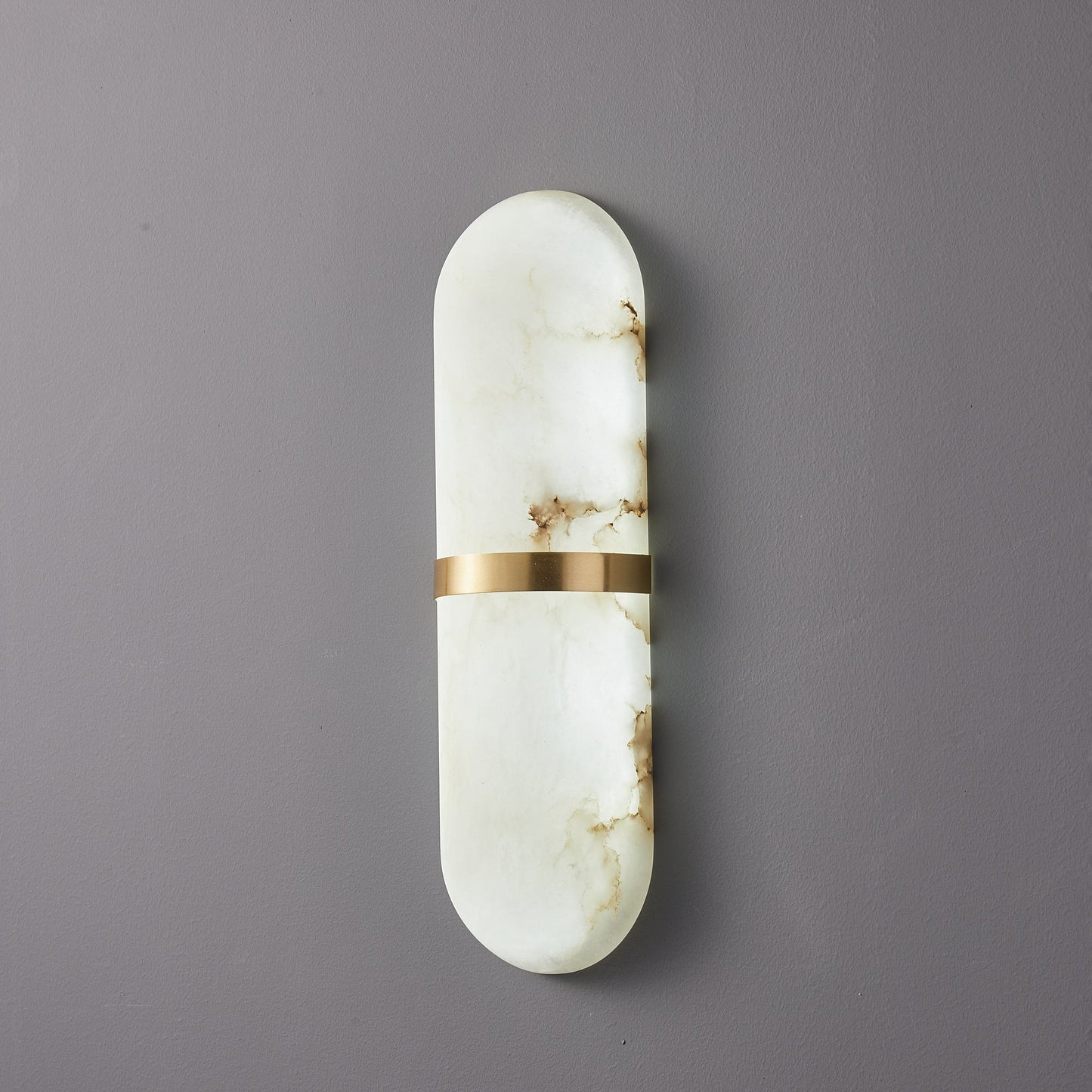 Alabaster Wall Light | Brass or Black Finish | White Shade
