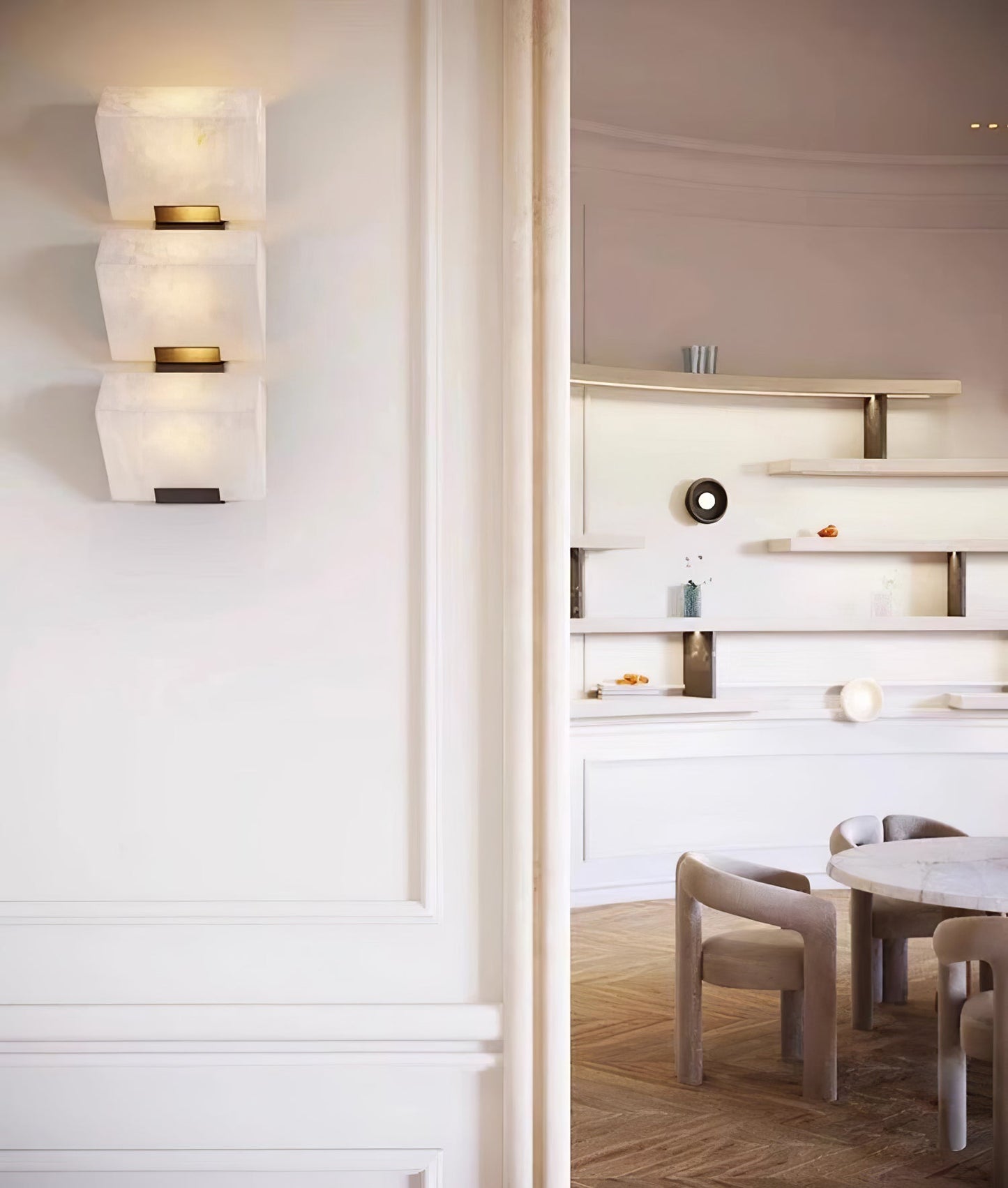 Alabaster Wall Lamp | White Alabaster & Metal | 2-Pack