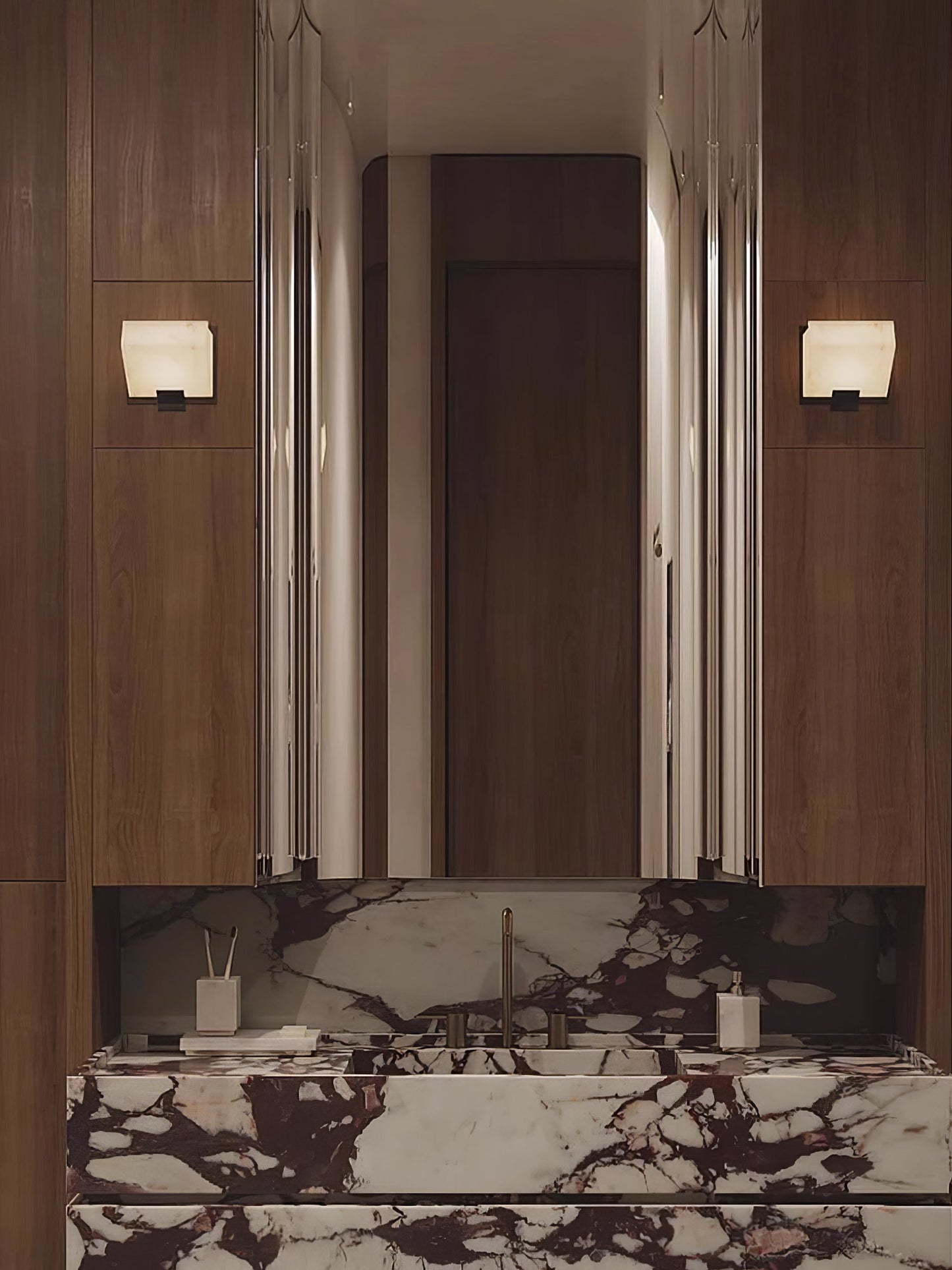 Alabaster Wall Lamp | White Alabaster & Metal | 2-Pack