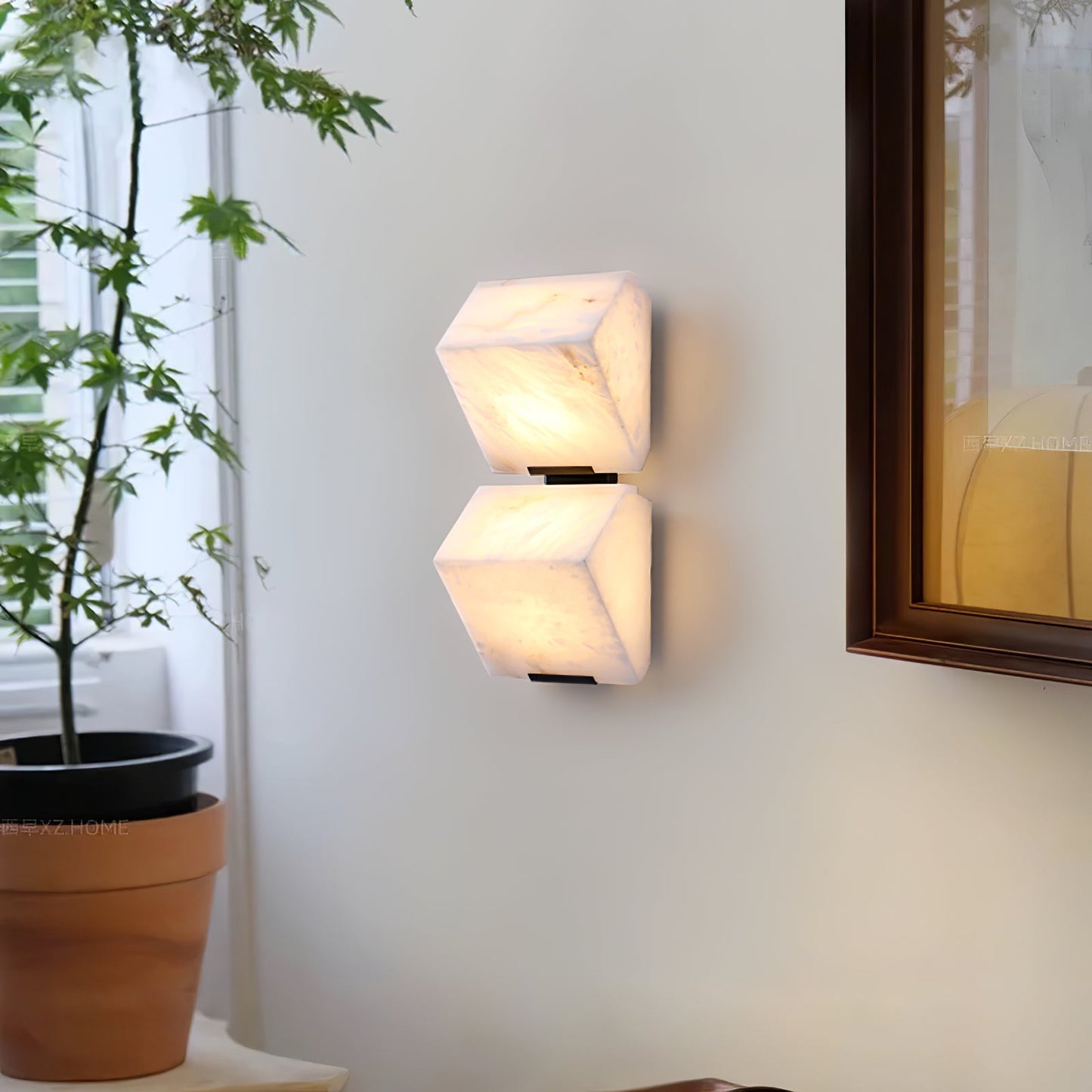 Alabaster Wall Lamp | White Alabaster & Metal | 2-Pack