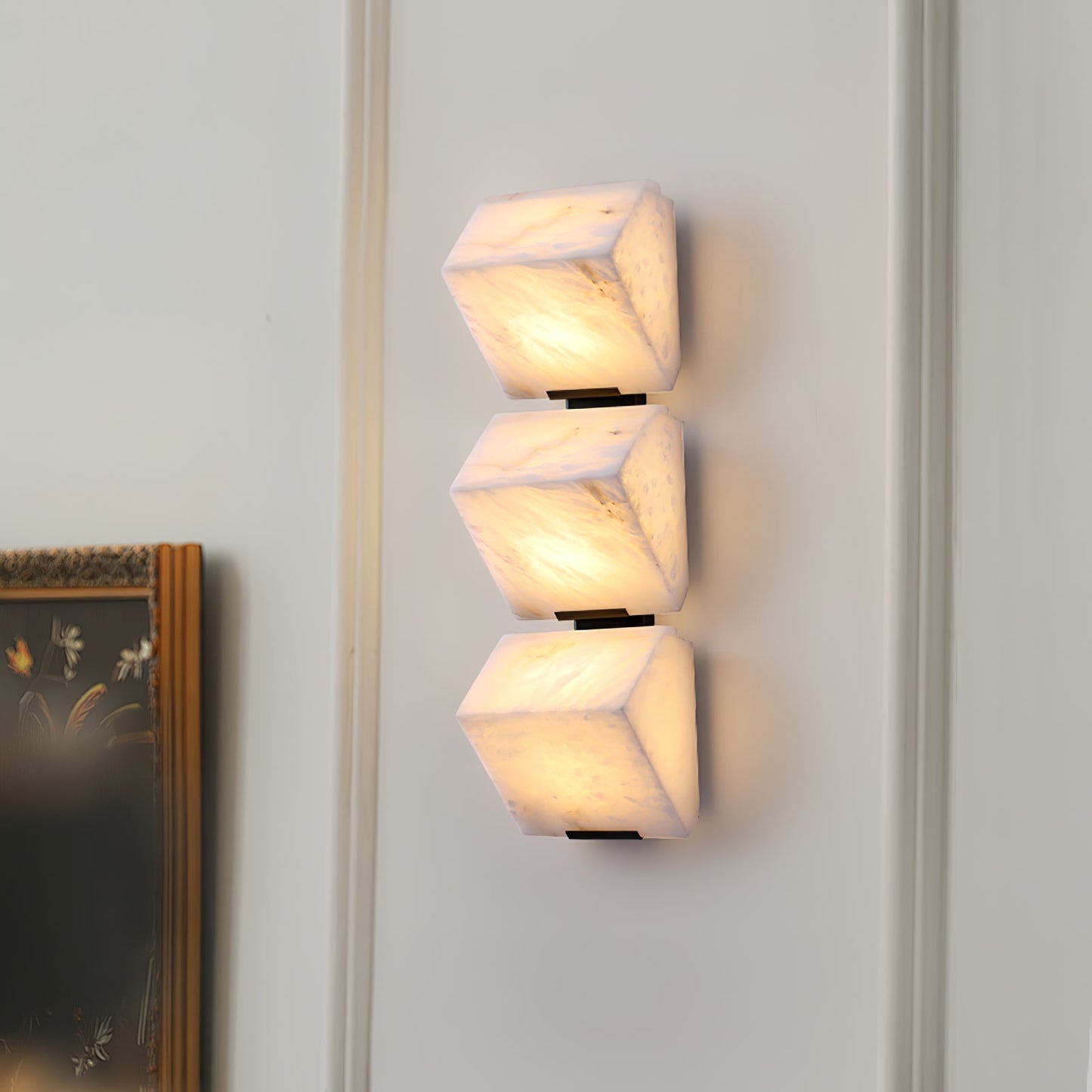Alabaster Wall Lamp | White Alabaster & Metal | 2-Pack