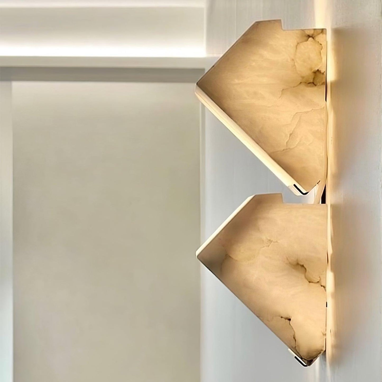Alabaster Wall Lamp | White Alabaster & Metal | 2-Pack