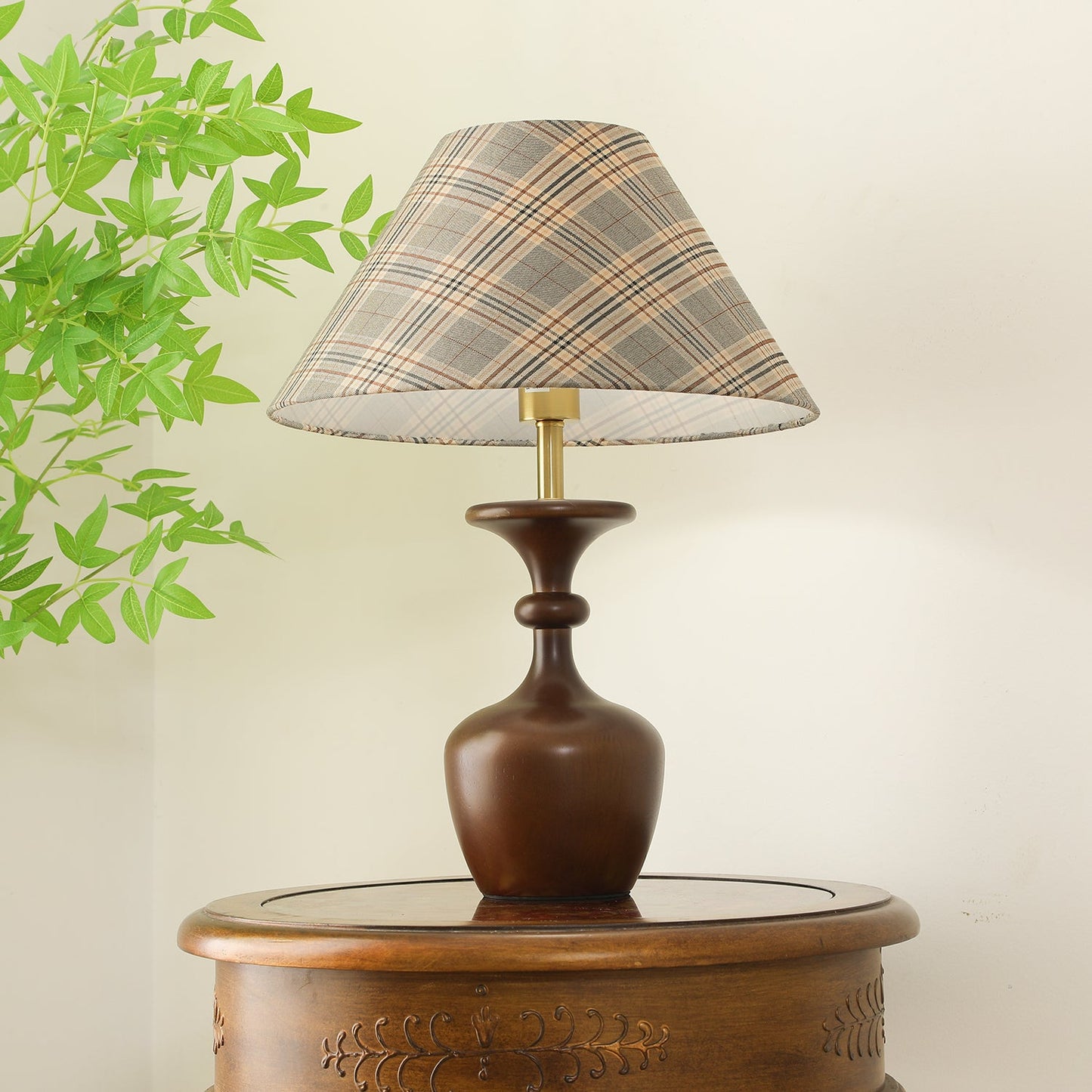 Alex Accent Table Lamp | Wood, Fabric, Metal | Walnut Color