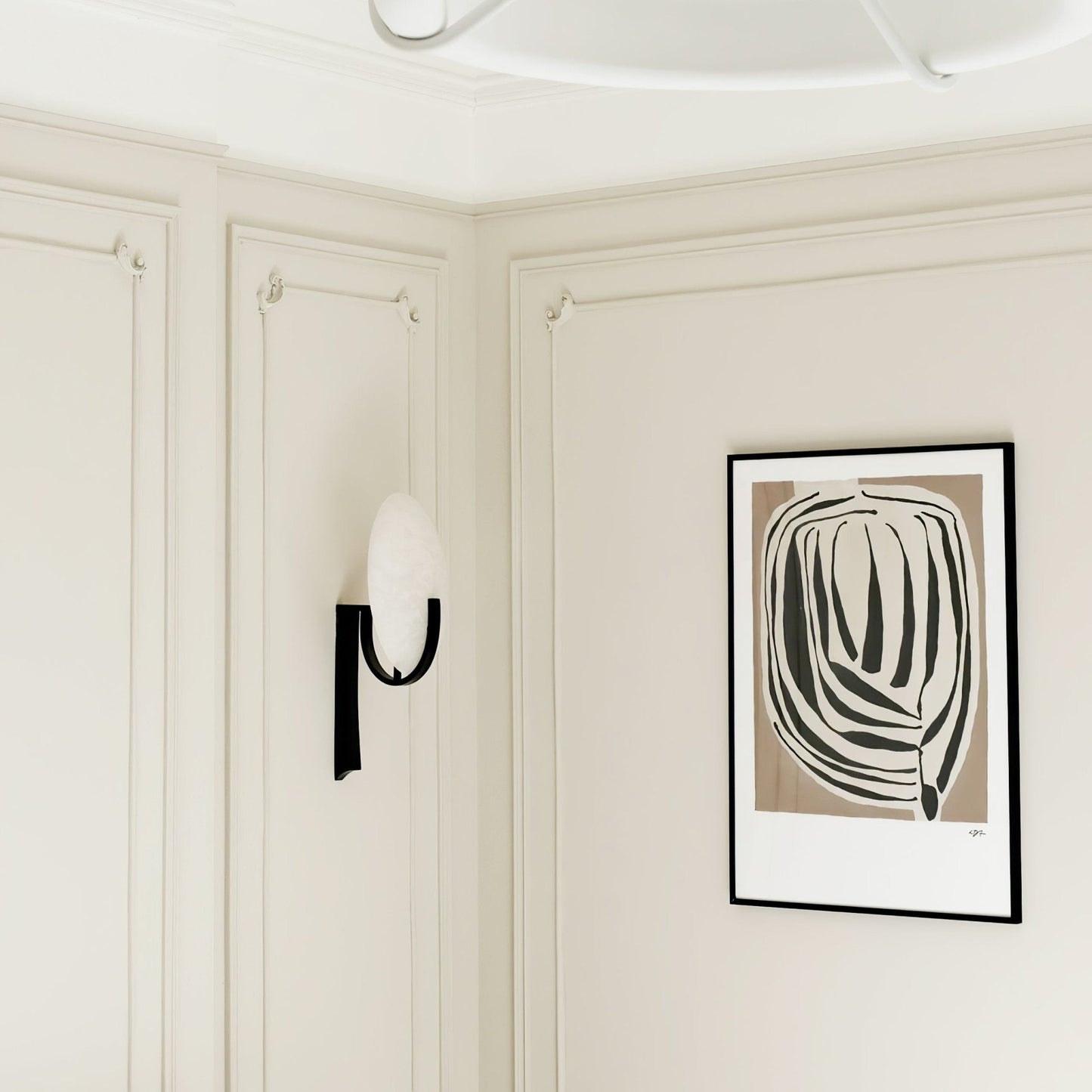 Alice Alabaster Wall Lamp | Metal & Alabaster | White Shade & Copper/Black Body