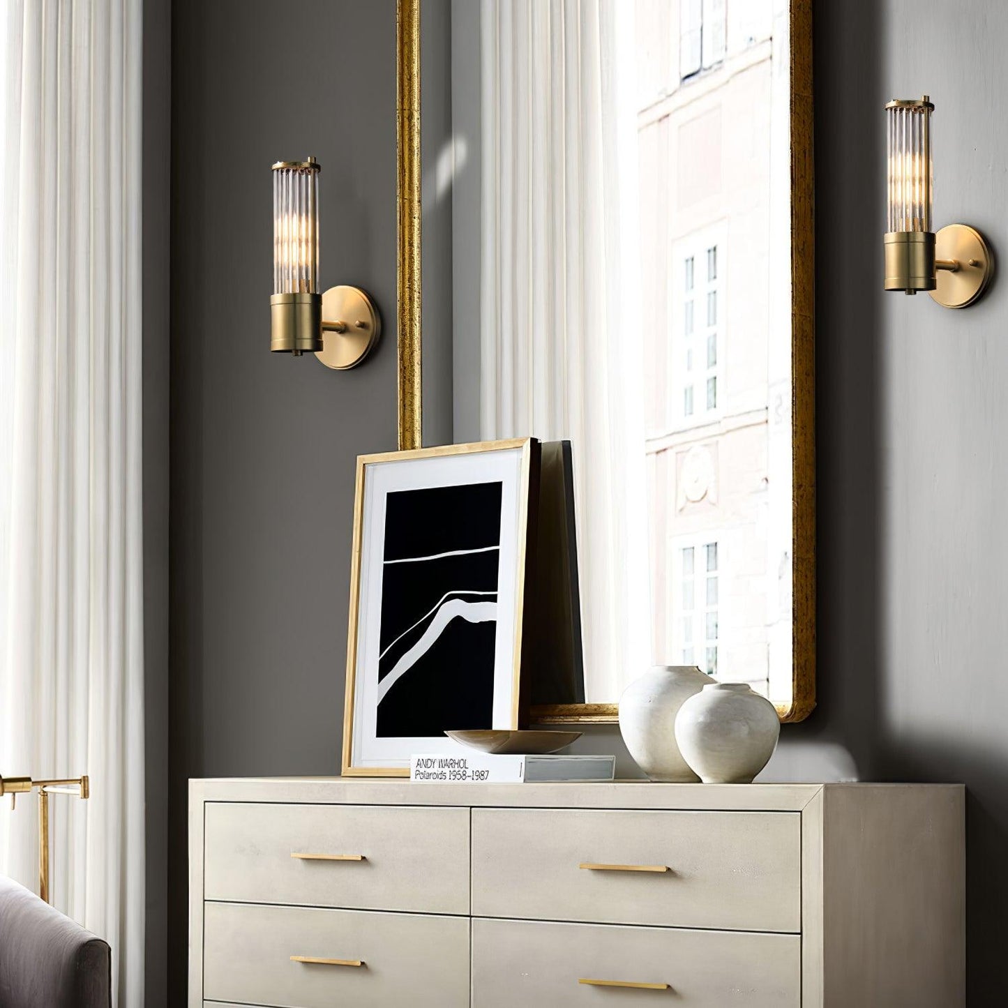 Celeste Cylinder Wall Light | Brass & Glass | Clear Shade