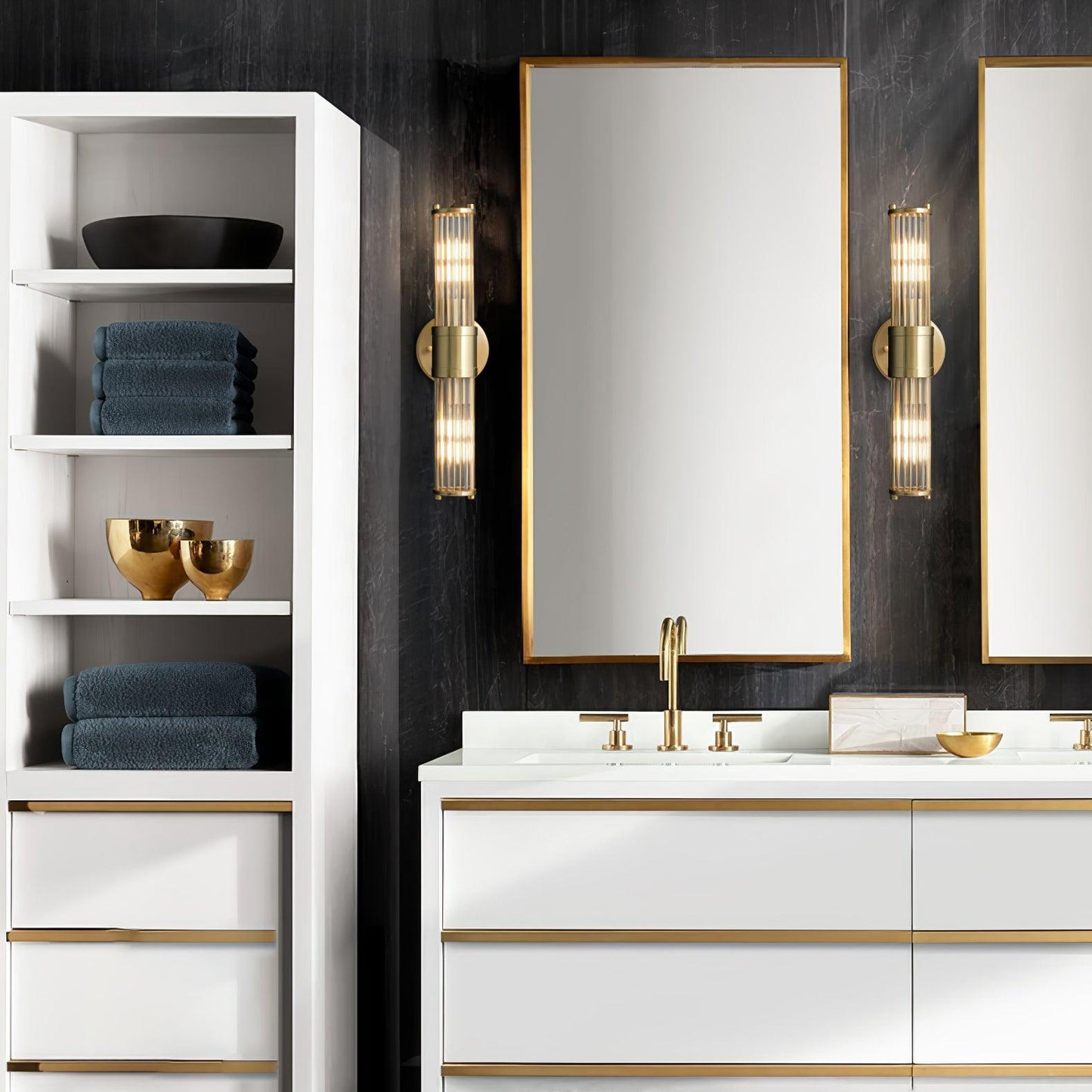 Celeste Cylinder Wall Light | Brass & Glass | Clear Shade