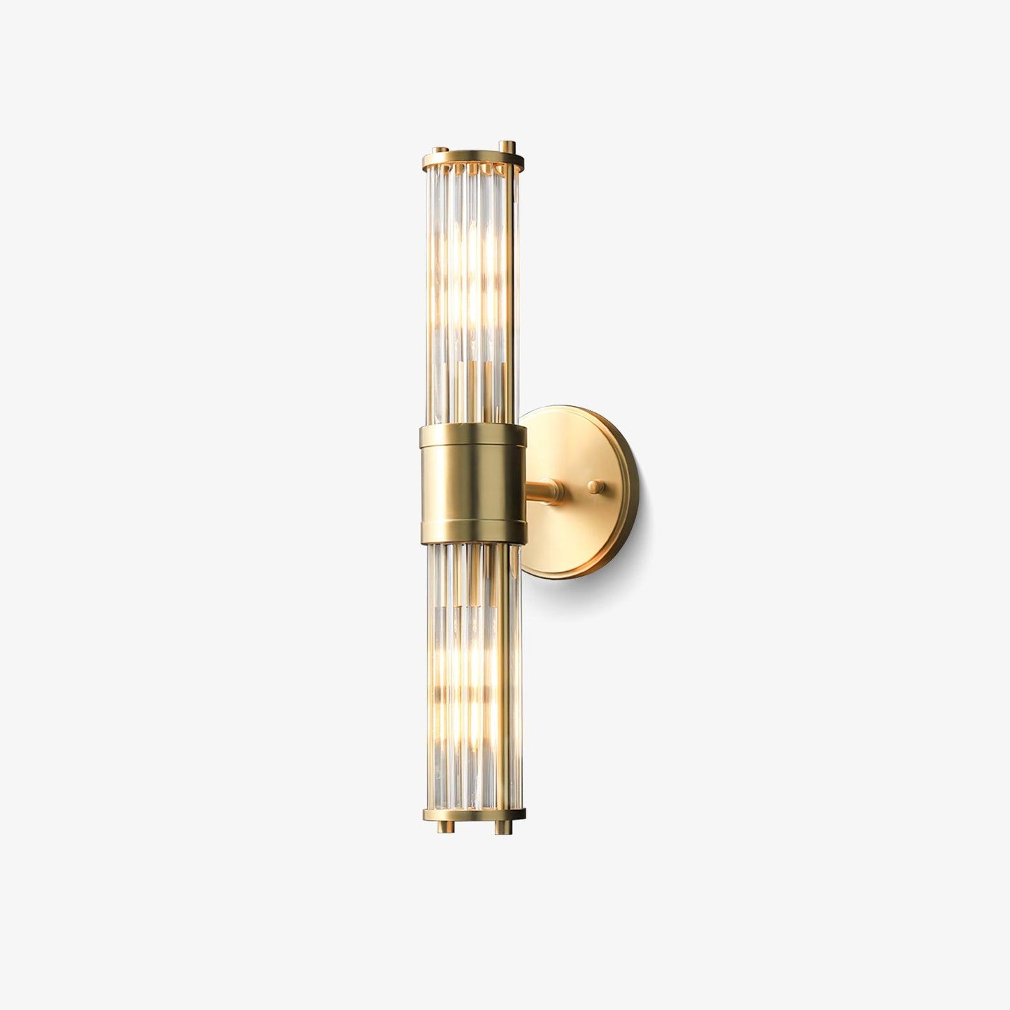 Celeste Cylinder Wall Light | Brass & Glass | Clear Shade