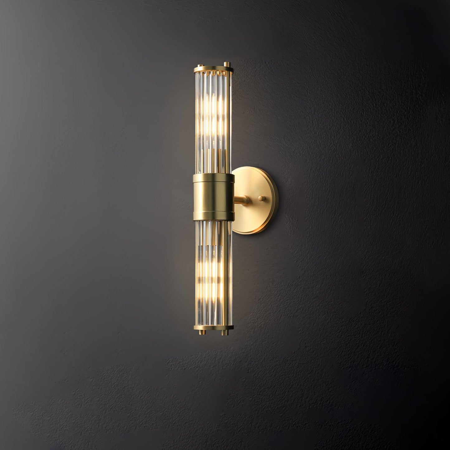 Celeste Cylinder Wall Light | Brass & Glass | Clear Shade