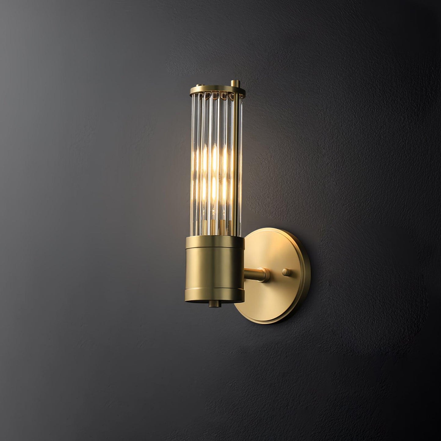 Celeste Cylinder Wall Light | Brass & Glass | Clear Shade